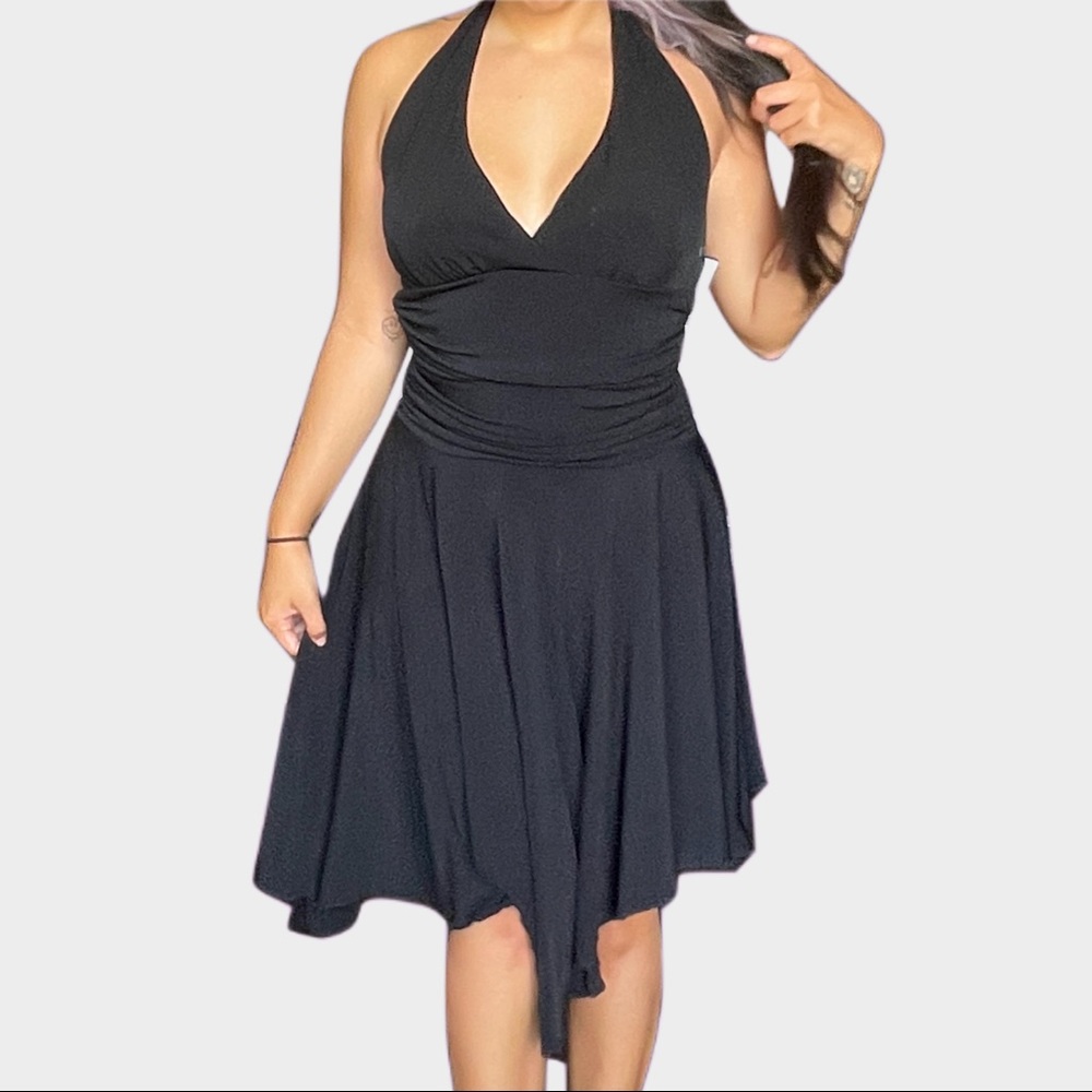 Y2K ASYMMETRICAL HALTER DRESS